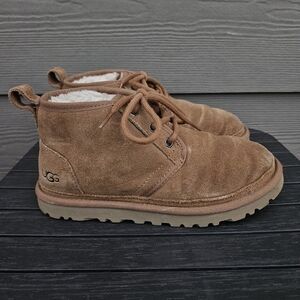 UGG Neumel Chestnut Suede Shearling Lined Chukka Boots Sugar Sole Womens Size 6